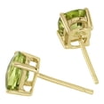 thumbnail image 3 of Peora Solid 14K Yellow Gold Peridot Earrings for Women, Genuine Gemstone Classic Solitaire Studs, 7x5mm Oval Shape, 2 Carats total, Friction Back, 3 of 7