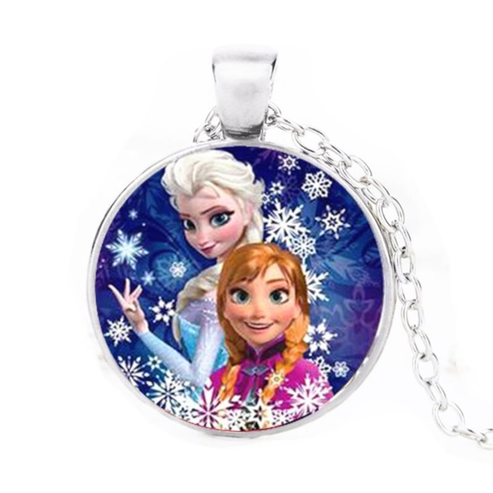 Elsa and Anna Frozen Silvertone Anti-Tarnish Necklace Pendant Jewelry ...