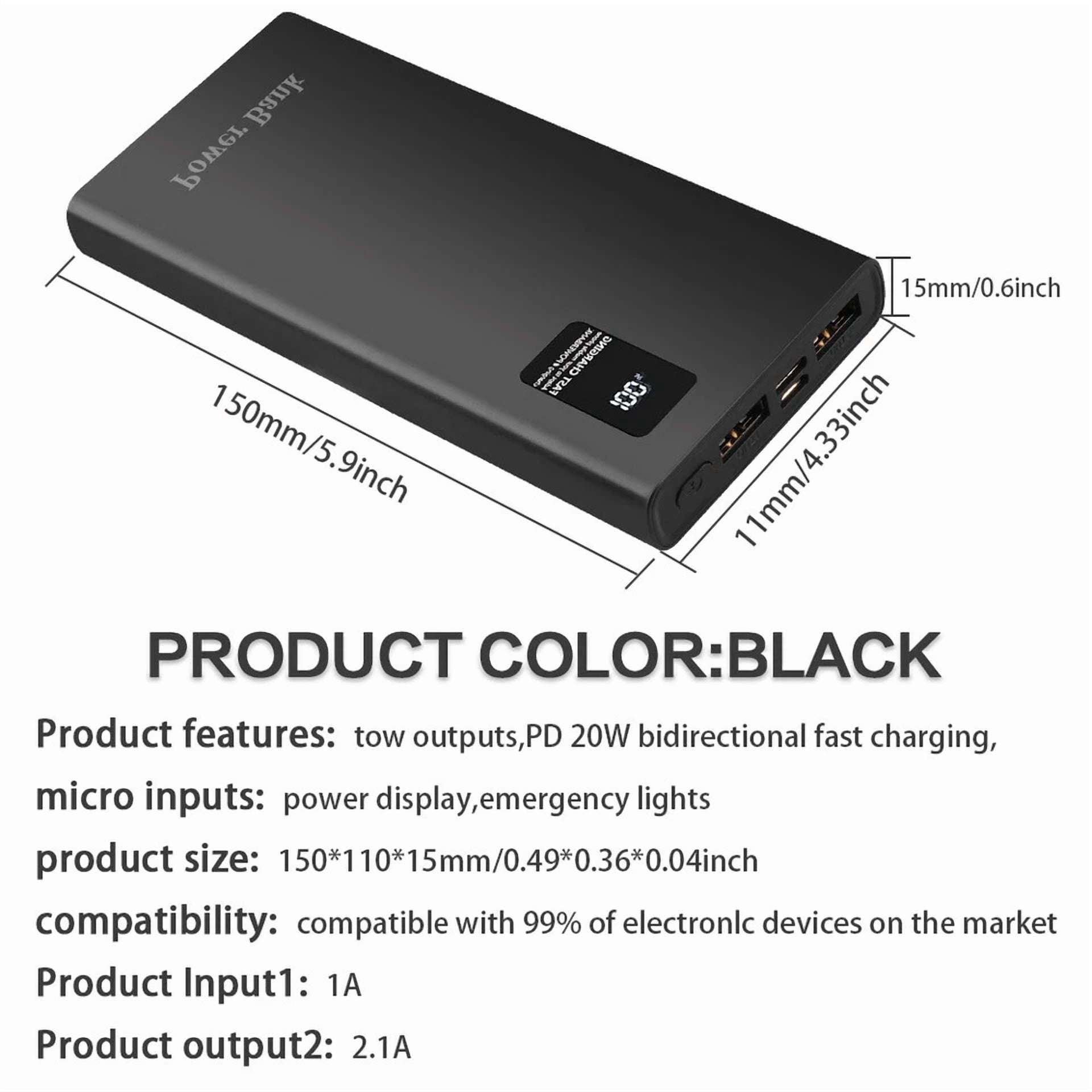 Usb Power Bank 10000Mah Portable External Battery Backup Charger Fast Charging