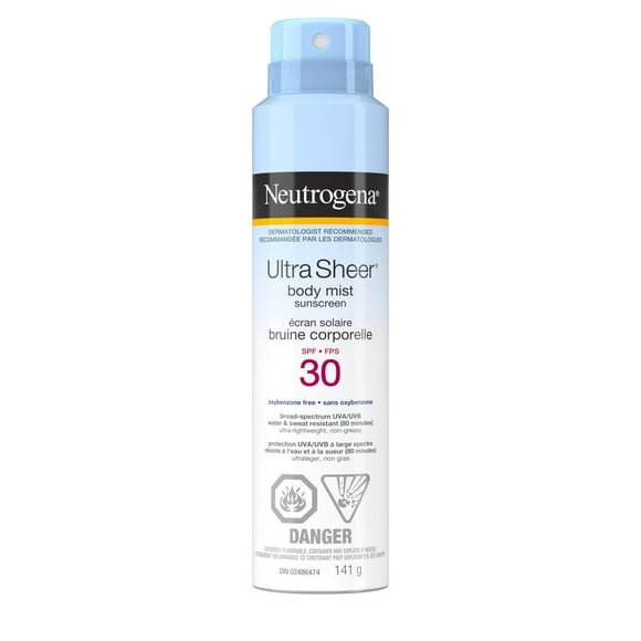 Neutrogena Ultra Sheer Body Mist Sunscreen Spray SPF 30, 141 g