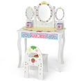 thumbnail image 1 of Pemberly Row Kids Vanity Princess Makeup Dressing Table Chair Set w/Mirror White, 1 of 8