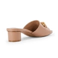 thumbnail image 4 of Sandalias Slide Coutgo para mujer, cuadradas, punta abierta, tacón bajo, color caqui claro, 4 of 5