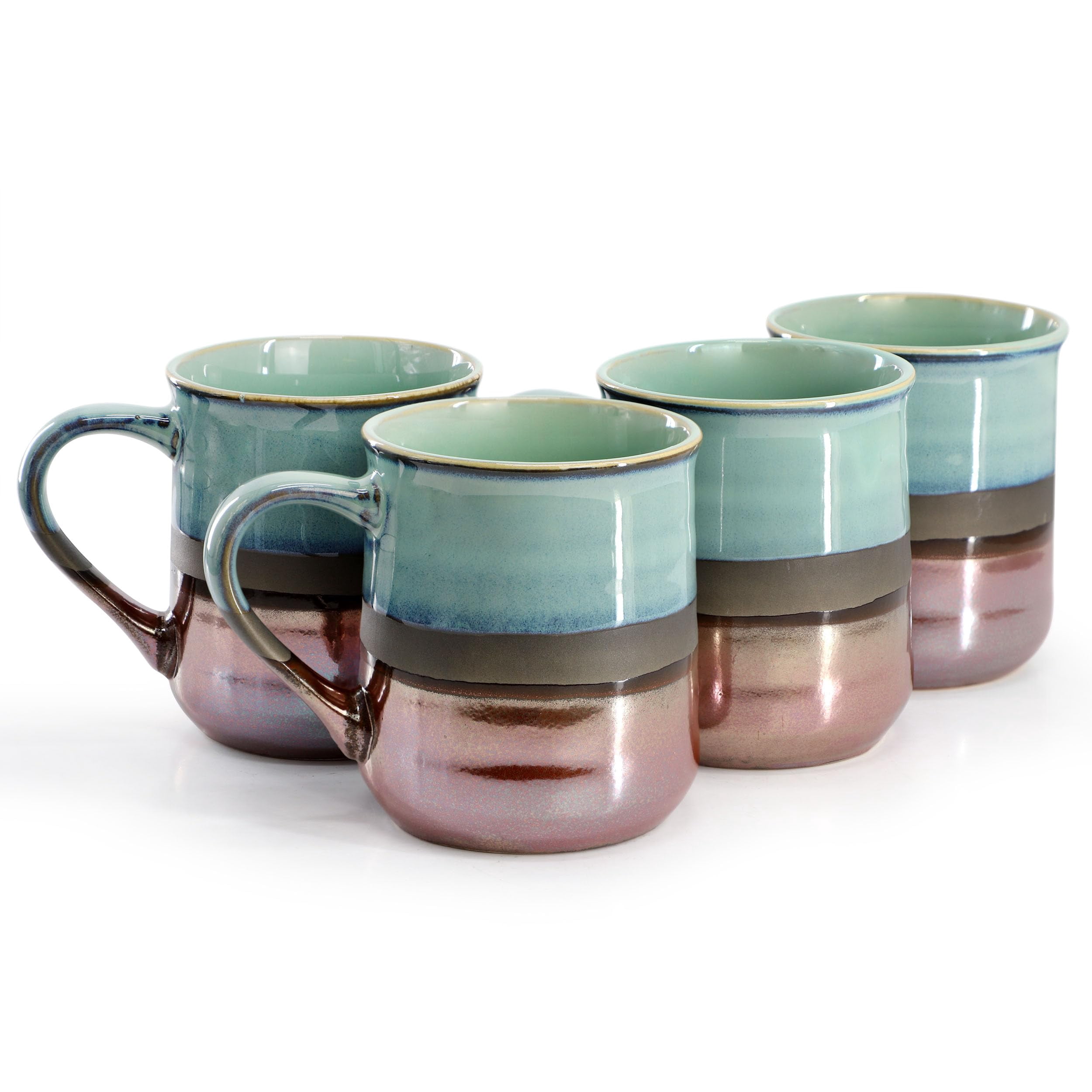Gibson Home 142967.01 18 oz Copper Tonal Sto are Cup Set, Sage - 4 Piece