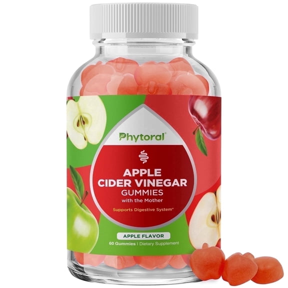 Phytoral Apple Cider Vinegar with the Mother, Immune Support Supplement, Apple, 60 Gummies