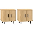 thumbnail image 1 of HOMCOM Nightstand Set of 2, Side Table with Shutter Doors for Bedroom, Oak, 1 of 10