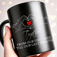 thumbnail image 2 of Lotusprinthandmade Personalized Valentine's Day Couple Together From Our First Kiss Black Ceramic Mug (15oz) (Made In US), Custom Romantic Coffee Mug, 2 of 5