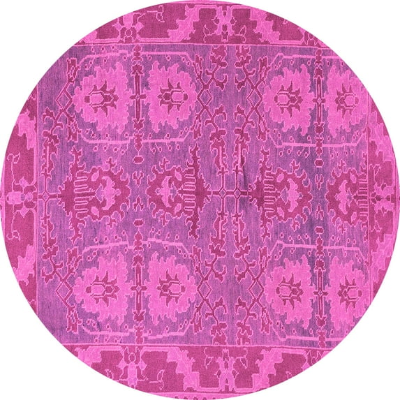 Ahgly Company Indoor Round Oriental Pink Traditional Area Rugs, 5' Round