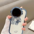 thumbnail image 5 of Compatible with iPhone 14 Pro Max Clear Phone Case Women Girls Plating Astronaut Hidden Stand Case Camera Protection Soft Silicone Shockproof Case for iPhone 14 Pro Max 6.7 inch (Sierra Blue), 5 of 12