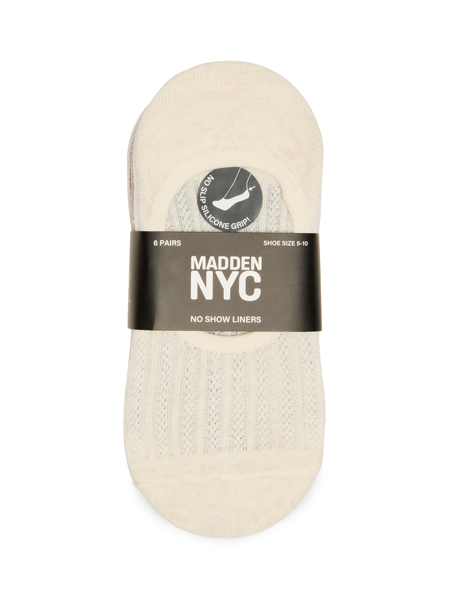 Madden NYC Women's No-Show Liners, 6-Pack, Fits Shoe Size 5-10