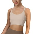 thumbnail image 2 of COMVALUE Sports Bras for Women, Criss Cross Back Medium Support Bras Strappy Yoga Workout Bra with Pads (Beige, XL), 2 of 7