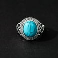 thumbnail image 4 of Yesbay Women Ring Exquisite Faux Turquoise Colorfast Vintage Style Women Circlet Finger Decoration, 4 of 7