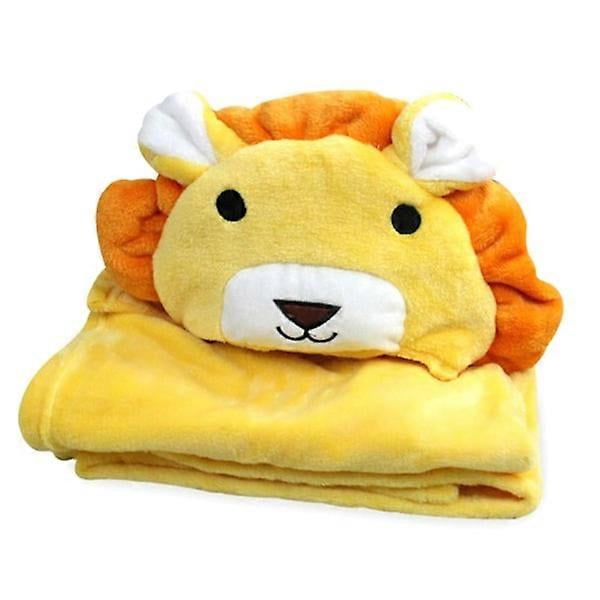 Yellow Lion Infant Flannel Blanket Stuffed Animal Head Baby Blanket for Boys Girls 100x100cm