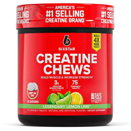 Six Star Pro Nutrition Creatine 3g Chews  Legendary Lemon Lime  75 Count