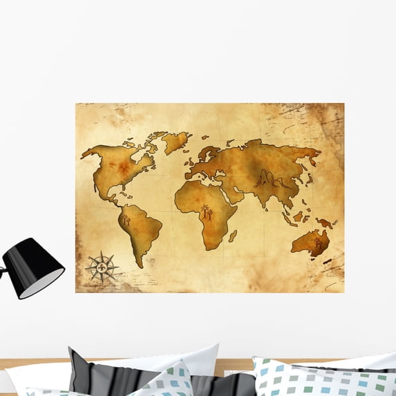 Weltschatzkarte 1 Wall Mural by Wallmonkeys Peel and Stick Graphic (36 in W x 25 in H) WM1213