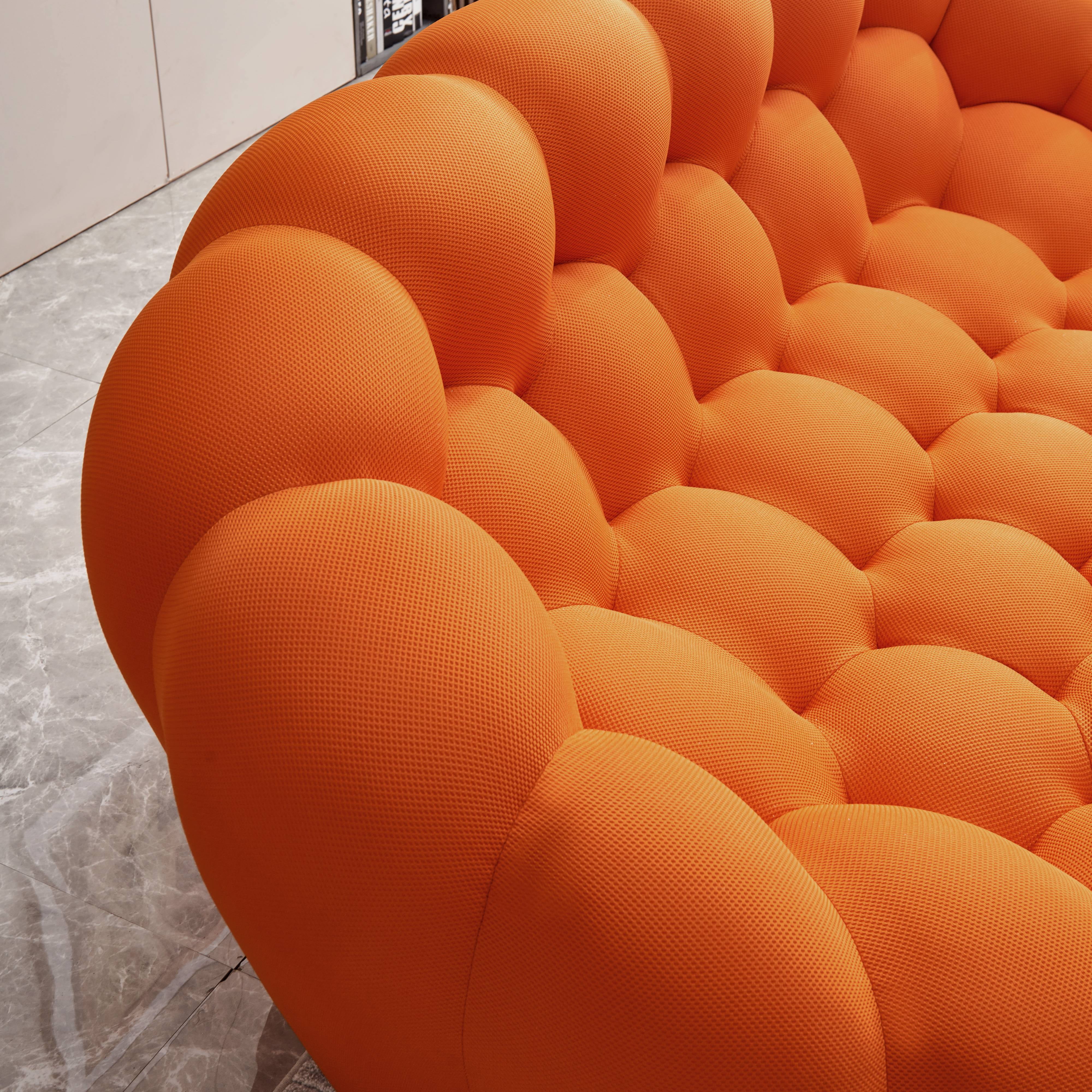 MAYEERTY 47" Lazy Floor Sofa Curved Bubble Chair Oversized Single Bubble Sofa Living Room Orange