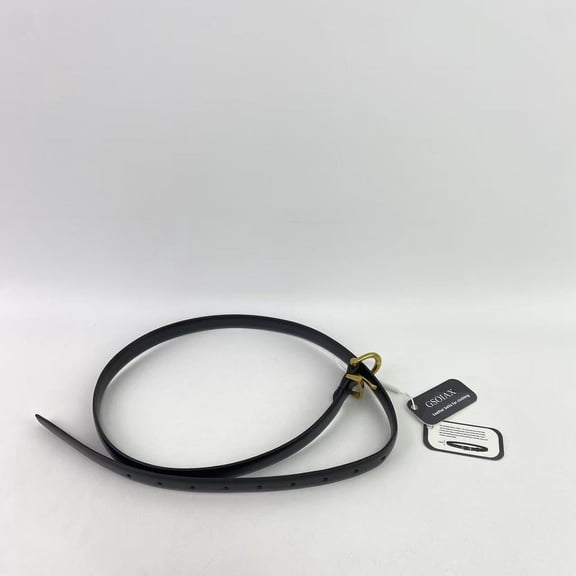 GSOIAX Leather belts for clothing,Women Skinny Leather Belt Ladies Black Thin Waist Belt for Dresses Jeans Pants with Gold Buckle and Metal Loops