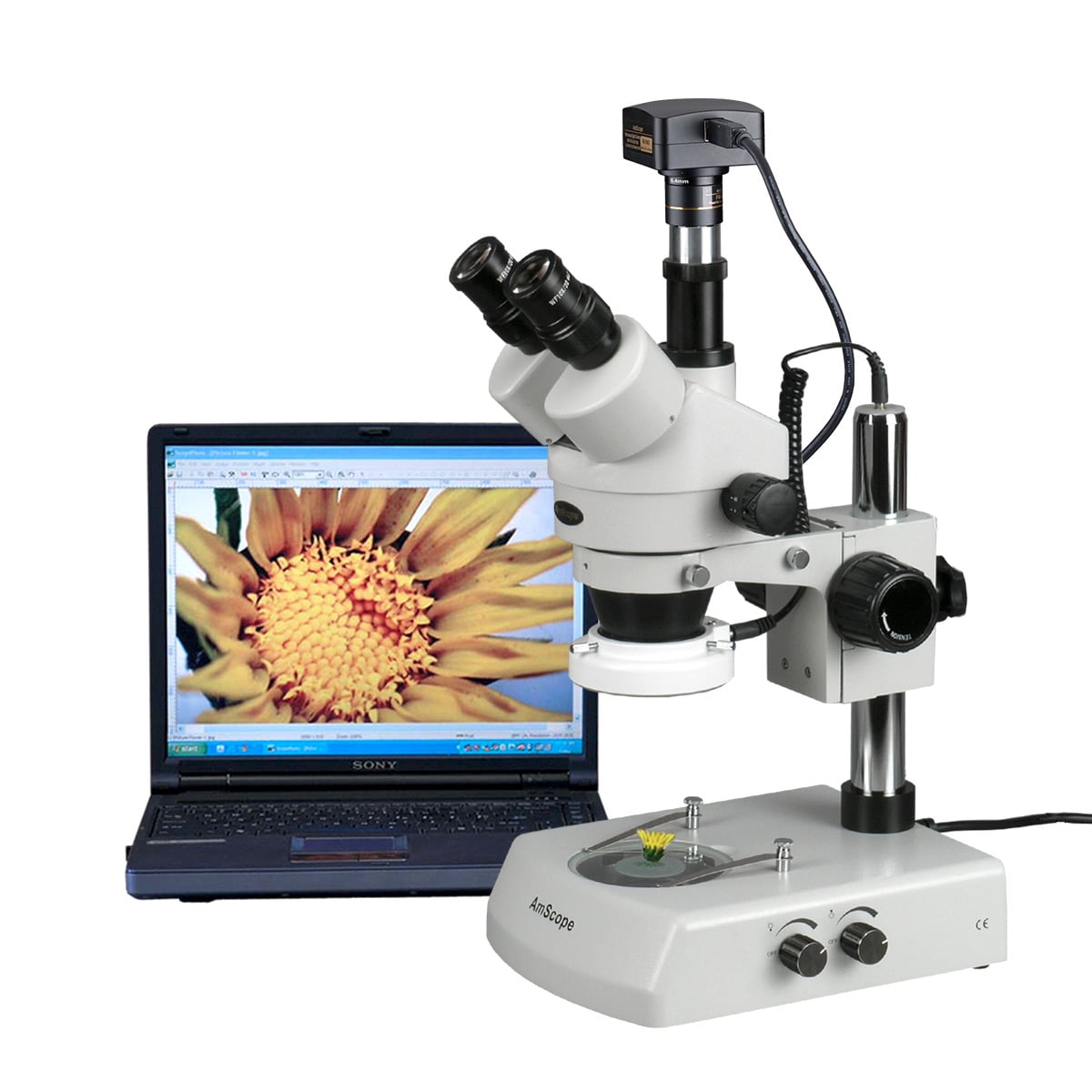 AmScope 3.5X90X LED Trinocular Zoom Stereo Microscope + 16MP Digital