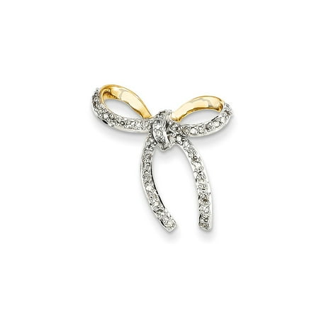 0.25 Bow - 14K Yellow Gold Diamond Bow Chain Slide 21x19mm (0.25 cttw, I1 Clarity, H-I Color)