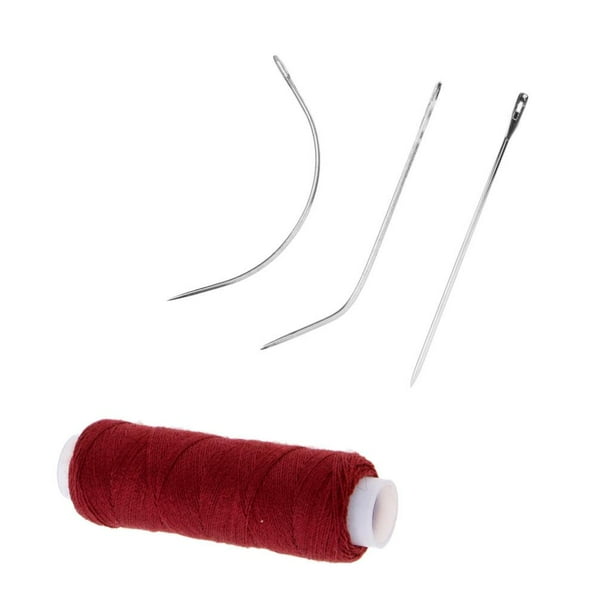 Peluca casera, peluca, kit de ganchillo, trenzado de cabello, gancho, aguja de tejer, algodón, costura Rojo vino