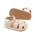 thumbnail image 2 of Otqutp Toddler Leather Soft Open Toe Sandals Adjusted Strap Flat Wide Shoes Summer Barefoot Beach Pool Baby Girls Sandals, 2 of 8