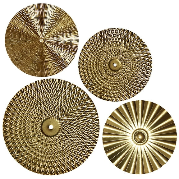 4 Pcs Metal Wall Hanging Decoration Gold Framed Art of The Lid Golden
