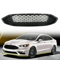 Labwork Front Grill Grille Fit for 2017 2018 Ford Fusion, Honeycomb Trim Gloss Black