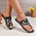 thumbnail image 4 of Rokment Womens Vintage Flower Flat Flip Flops Retro Boho Beach Summer Leather Buckles Low Heel Slip on Walking Sandals Casual Dress Slides Slippers for Vacation White Size 7, 4 of 6