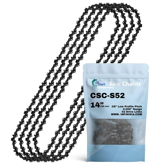 4-Pack 14-inch Chainsaw Chain Replacement for ECHO CS-310 Chainsaws - S52 (14", 3/8" Low Profile Pitch, 0.050" Gauge, 52 Drive Links)
