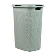 thumbnail image 7 of Slim Laundry Hamper with Lid, 60L Clothes Basket, Premium Wicker Design, Plastic, Mint, 7 of 7