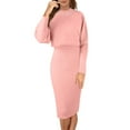 thumbnail image 4 of Women's 2 Piece Sweater Dress Set Ribbed Knit Crop Tops and Bodycon Dresses Outfits Long Sleeve Casual Sweaters Sets Pink One Size, 4 of 6