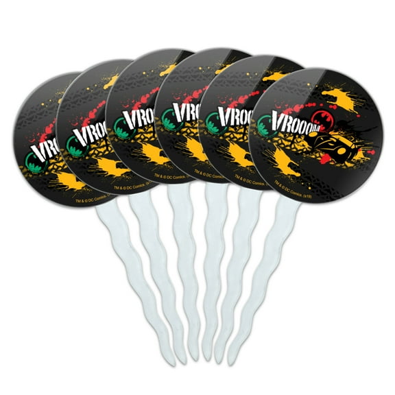 Batman Batmobile VROOOM Cupcake Picks Toppers Decoration Set of 6