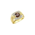 thumbnail image 3 of RYLOS Mens Rings Yellow Gold Plated Silver Designer Round Gemstone &  Diamond Ring Smoky Quartz June Birthstone Rings For Men, Men's Rings, Silver Rings, Sizes 8 - 13, 3 of 7