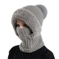 thumbnail image 3 of 3 in 1 Beanie Hat for Women, Lined Knit Balaclava Scarf Set, Warm Winter Pom Hat for Cold Weather, 3 of 5