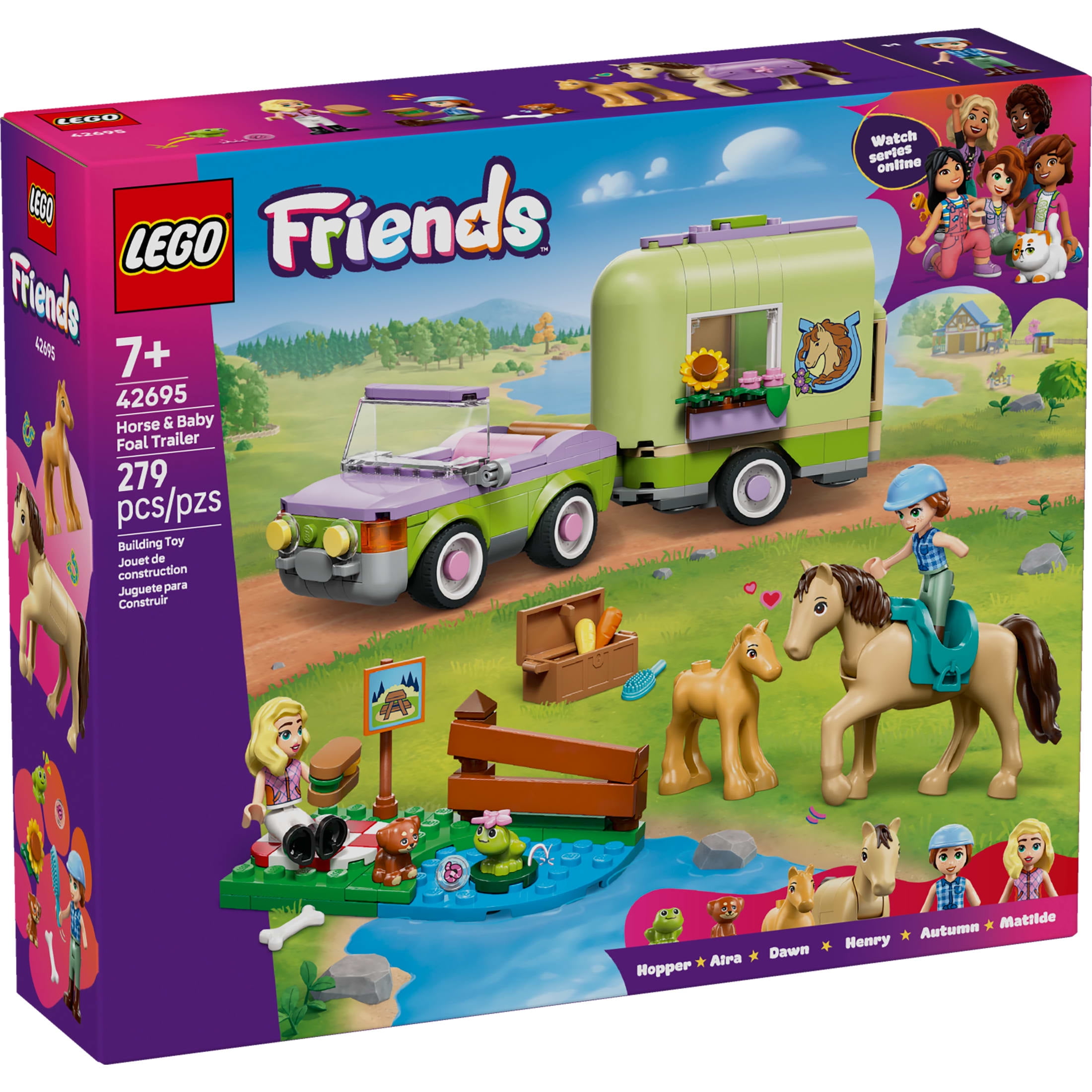 LEGO Friends Horse & Baby Foal Trailer Building Toy for Girls & Boys - Pretend Play Set for Kids, Ages 7+ - W/Autumn & Matilde Minidolls, Toy Animals, & Accessories - Gift Idea for Birthdays - 42695