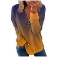 thumbnail image 2 of Pull Décontracté 1/4 Zip à Manches Longues Col Chandails en Molleton Dégradé Vêtements de Sport Veste de Course Violet L, 2 of 5