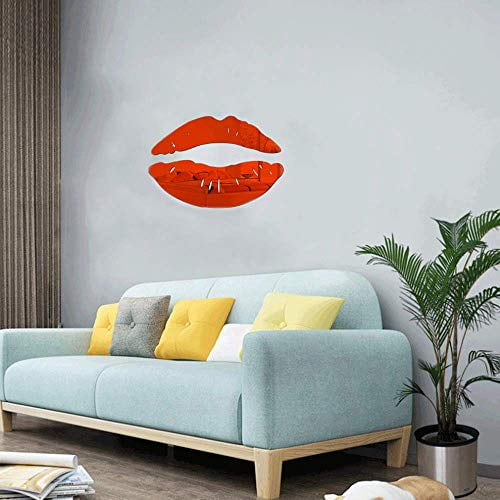 3D Kiss Lips Mirror Wall Stickers Acrylic DIY Art Decals Home Living Room Decor 