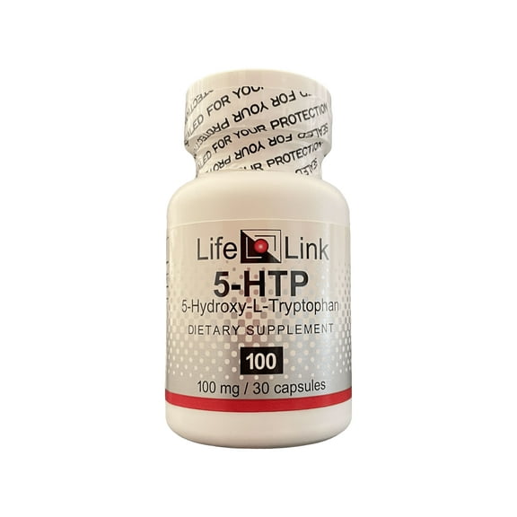 LifeLink's 5-HTP (5-Hydroxy-L-Tryptophan) | 100 mg x 30 caps | Precursor to Serotonin | Mood, Sleep, Appetite | Gluten Free & Non-GMO