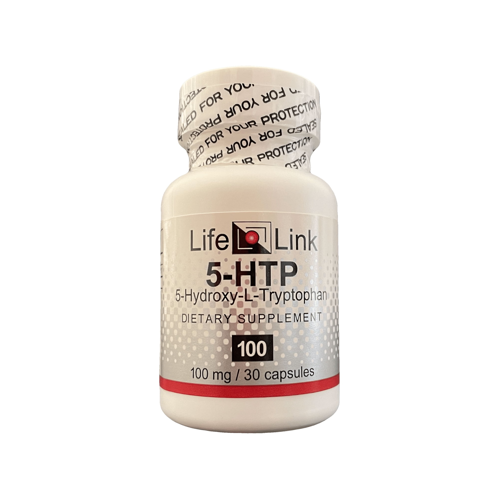 LifeLink's 5-HTP (5-Hydroxy-L-Tryptophan) | 100 mg x 30 caps | Precursor to Serotonin | Mood, Sleep, Appetite | Gluten Free & Non-GMO