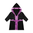 thumbnail image 3 of Linjinx Garçons Enfants Robe de Boxe Robe Longueur Complète Cape à Capuche en Satin avec Ceinture Tenue de Boxe d'Halloween Noir&Rose 14, 3 of 5