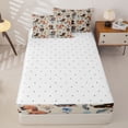 thumbnail image 4 of Homewish Cute Pet Dachshund Zipper Twin Comforter Sets with Fitted Sheet and 2 Pillowcases,Kawaii Floral Plants Zipper Bedding Set,Beige,Reversible,4pcs, 4 of 8