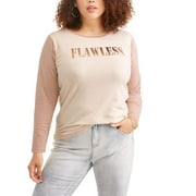 Angle View: Juniors' Plus Size Long Sleeve Graphic Tee