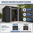 thumbnail image 2 of 8x4 FT Metal Storage Shed, Outdoor Galvanized Steel Garden Shed with Sliding Double Doors, Lock Hole, Air Vents, Sloped Roof & Threshold, Floorless Tool Storage Shed for Backyard Patio Lawn, Black, 2 of 9