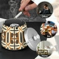 thumbnail image 4 of Yayeee Ashtray with Lid for Cigarette Smokeless Stainless Steel Home Ash Holder, Beige Geometric, 4 of 7