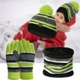 thumbnail image 3 of NUZYZ 1 Set Thicken Knitting Hat Scarf Gloves Stretchy Autumn Winter Stripe Knit Cap Scarf Gloves for Kids, 3 of 8