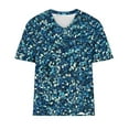 thumbnail image 4 of Plus Size 4X Women's Short Sleeve Tops Sale Under $10 Summer Casual Loose Print Blouse, 4 of 5
