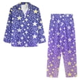thumbnail image 3 of Renewold Fashion Nightwear for Women Skin Friendly Moon Stars Button Down Pajamas Sets of 2 Warm Purple Long-Sleeve Comfy Indoor Life Pjs Sweatpants Relaxed Loungewear Size S, 3 of 6
