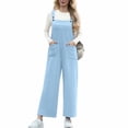 thumbnail image 2 of JURANMO Jumpsuits for Women Loose Wide Leg Bib Overalls Solid Casual Long Rompers Summer Casual One Piece Pants with Pockets Vacation Outfits Light Blue L Clearance Sale, 2 of 9