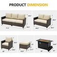thumbnail image 6 of Royalcarft 7 Piece Outdoor Patio Furniture Set, All-Weather Rattan Wicker Conversation Set with Fire Pit Table, Outdoor Sectional Sofa Set for Balcony Backyard Porch, Beige Cushion, 6 of 9