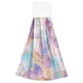 thumbnail image 7 of Yayeee Kitchen Hanging Hand Towels Set of 2 with Loop Bathroom Absorbent Tie Towel, Watercolor Marble Pattern, 7 of 7