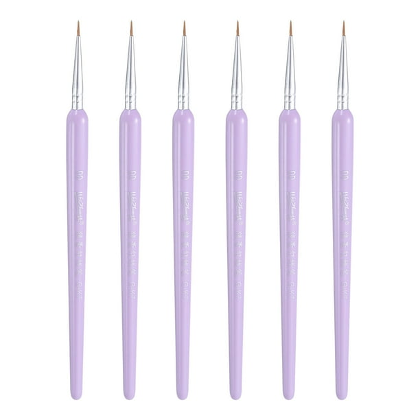 Uxcell 6pcs Pinceles de Detalle 8mm Pincel Miniatura de Pintura para Pintura Acuarela Acrílica (00#), Púrpura